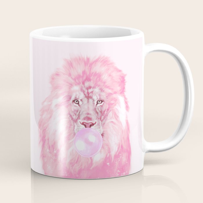 Lion Chewing Bubble Gum in Pink Coffee Mug Gallery Image 1