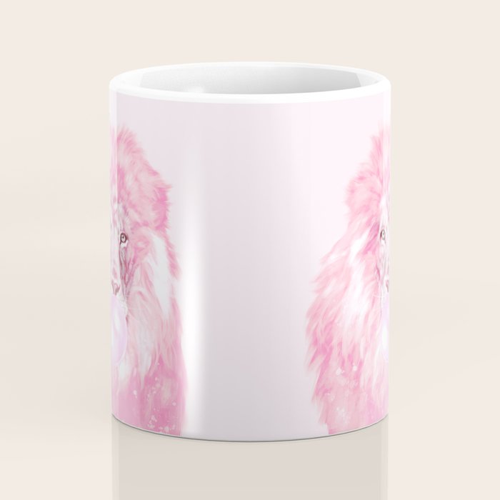 Lion Chewing Bubble Gum in Pink Coffee Mug Gallery Image 4