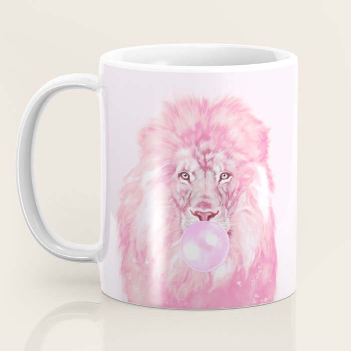 Lion Chewing Bubble Gum in Pink Coffee Mug Gallery Image 3