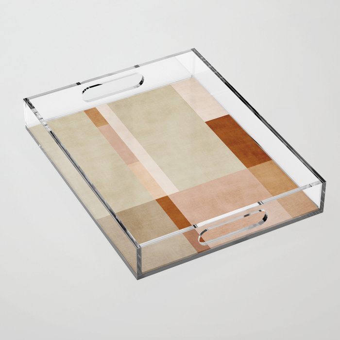 Minimalist Neutral Geometric Abstract Artwork Acrylic Tray Gallery Image 1