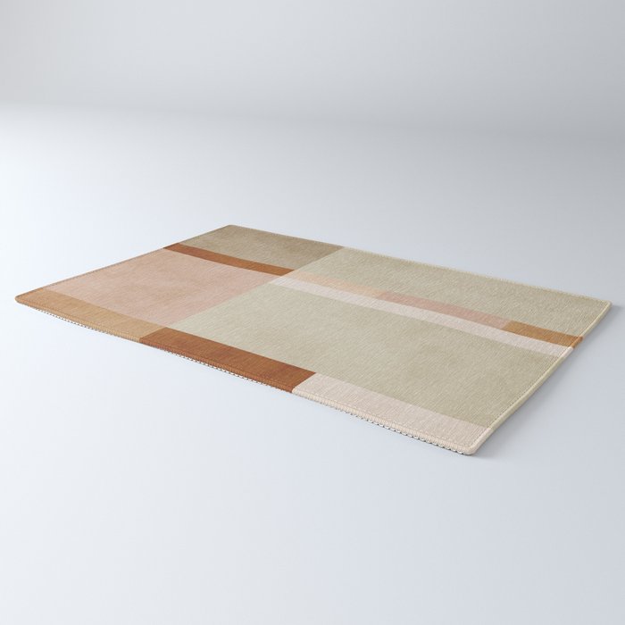 Minimalist Neutral Geometric Abstract Artwork Rug Gallery Image 3