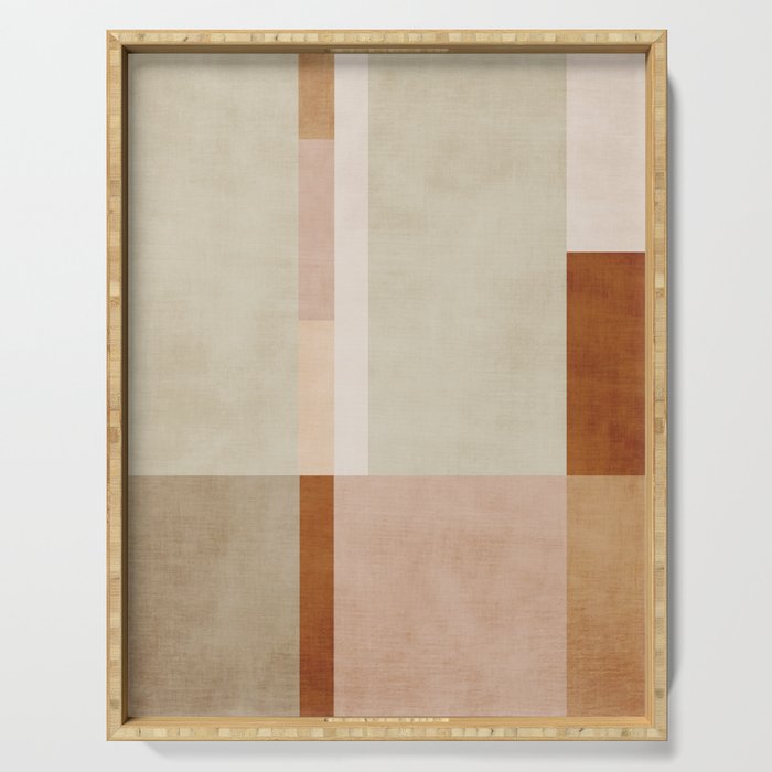 Minimalist Neutral Geometric Abstract Artwork Serving Tray Gallery Image 1