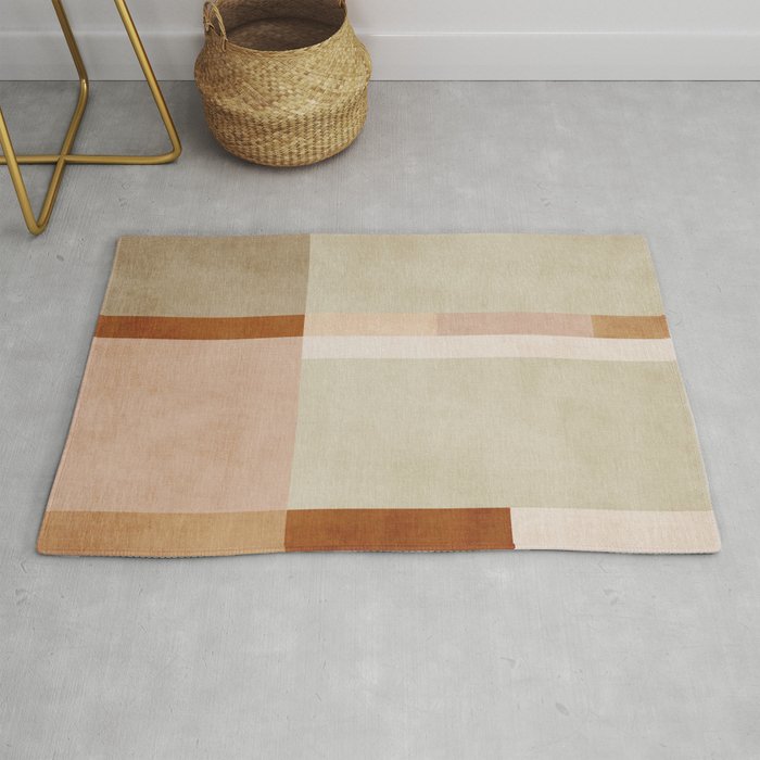 Minimalist Neutral Geometric Abstract Artwork Rug Gallery Image 1