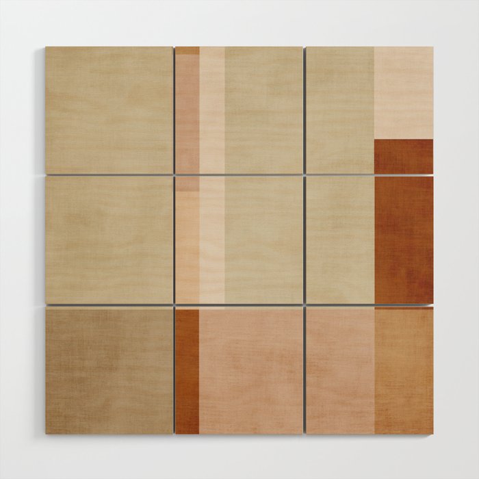 Minimalist Neutral Geometric Abstract Artwork Wood Wall Art Gallery Image 1