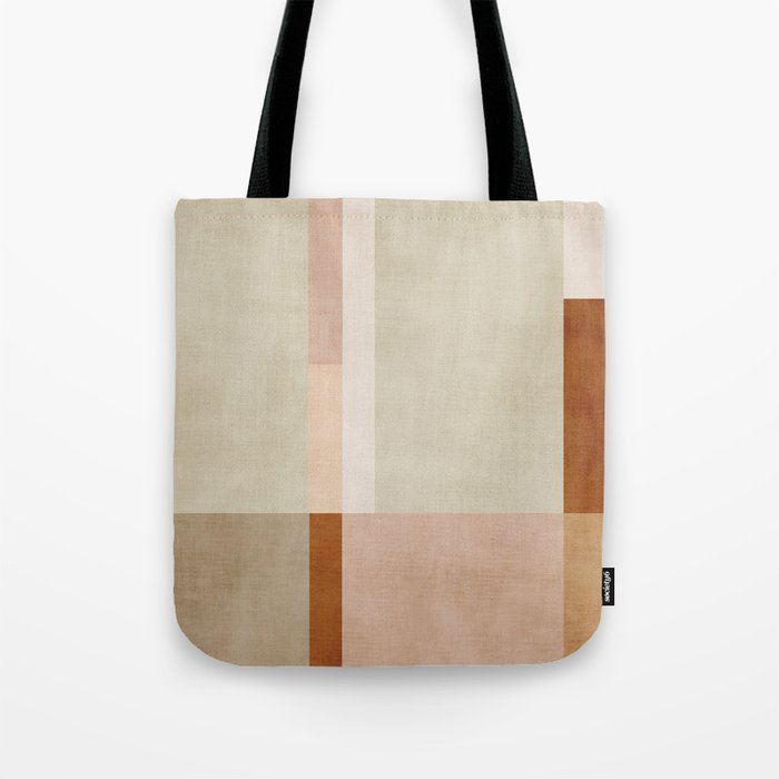Minimalist Neutral Geometric Abstract Artwork Tote Bag Gallery Image 1