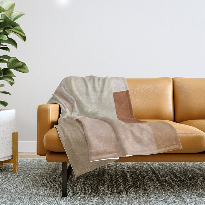 Minimalist Neutral Geometric Abstract Artwork Throw Blanket Gallery Image 1