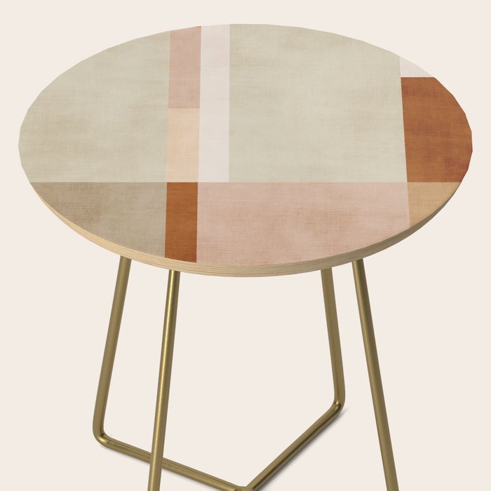Minimalist Neutral Geometric Abstract Artwork Side Table Gallery Image 2