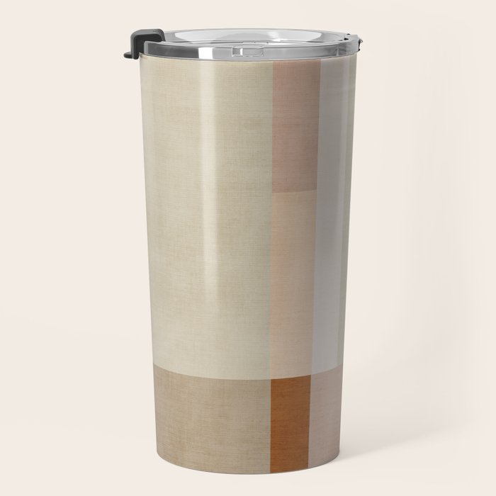 Minimalist Neutral Geometric Abstract Artwork Travel Mug Gallery Image 3