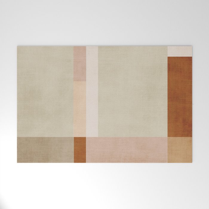 Minimalist Neutral Geometric Abstract Artwork Welcome Mat Gallery Image 1