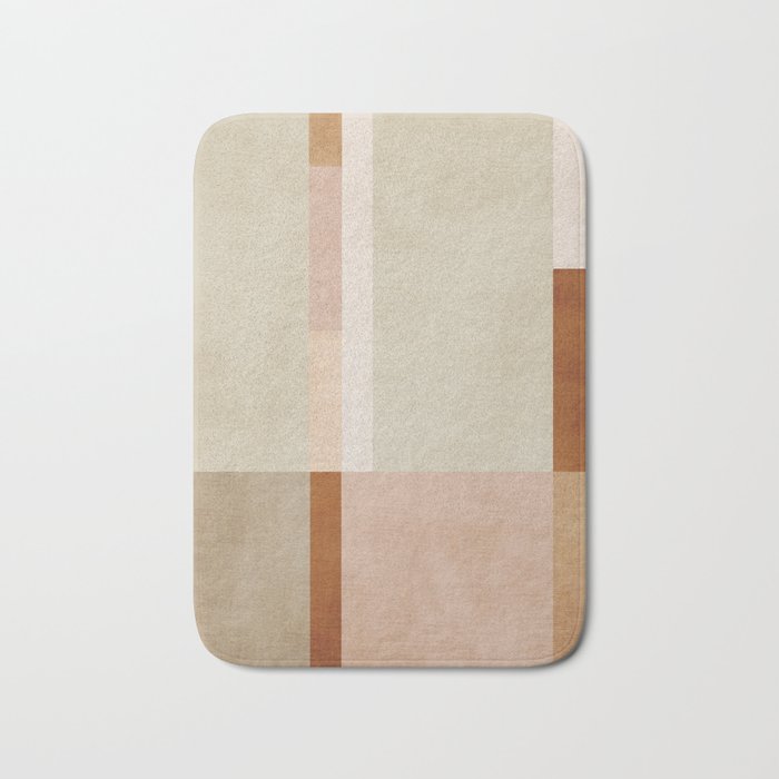 Minimalist Neutral Geometric Abstract Artwork Bath Mat Gallery Image 1