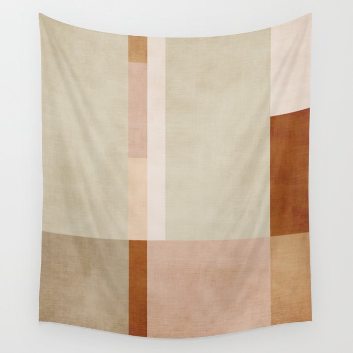 Minimalist Neutral Geometric Abstract Artwork Wall Tapestry Gallery Image 4