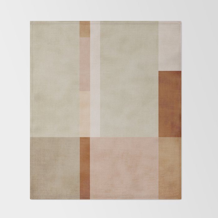 Minimalist Neutral Geometric Abstract Artwork Throw Blanket Gallery Image 2