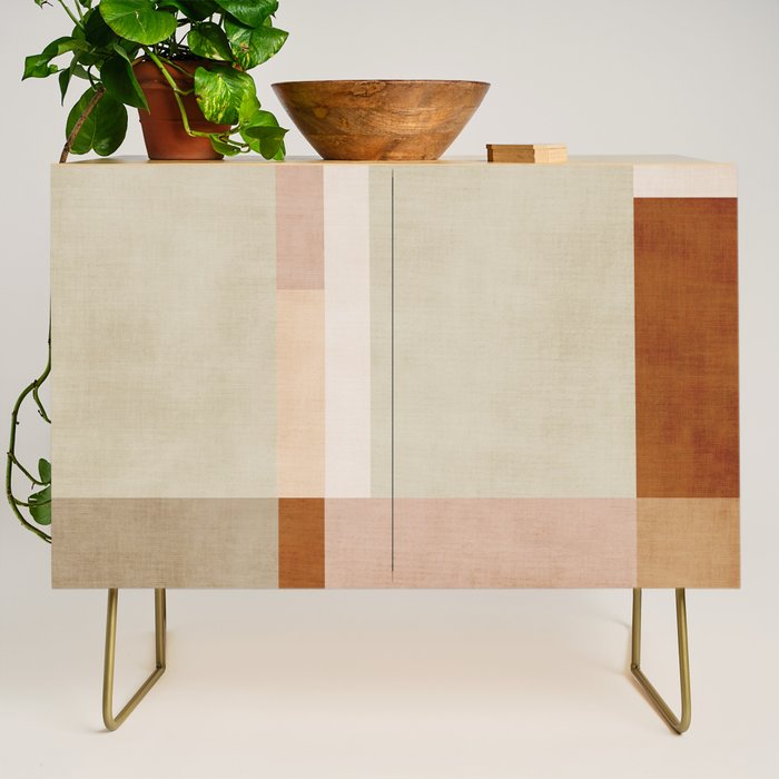 Minimalist Neutral Geometric Abstract Artwork Credenza Gallery Image 1