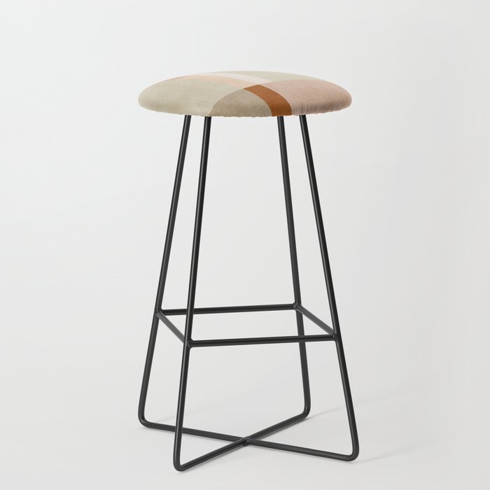Minimalist Neutral Geometric Abstract Artwork Stool Gallery Image 1
