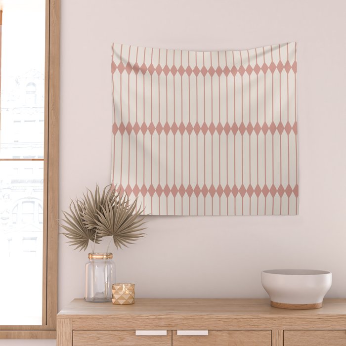 Minimal Geometric Pattern - Rose Wall Tapestry Gallery Image 2