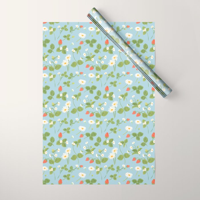 Strawberry Plant Pattern Wrapping Paper Gallery Image 1