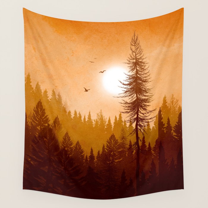 Morning Mountain Mist 1 Wall Tapestry Gallery Image 1