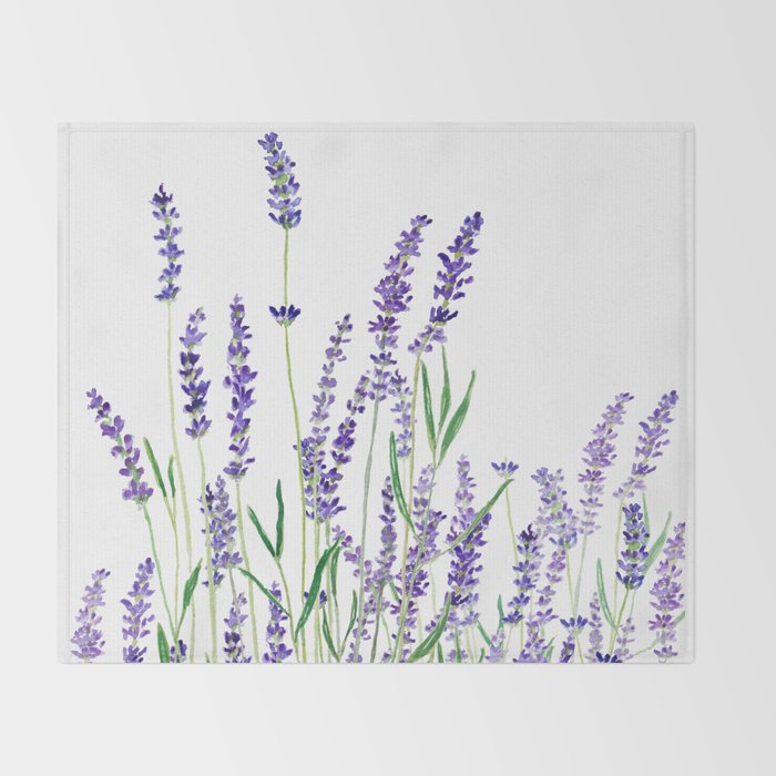 lavender watercolor horizontal Throw Blanket Gallery Image 2