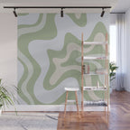 Liquid Swirl Contemporary Abstract Pattern in Light Sage Green Wall Mural Gallery Image 1