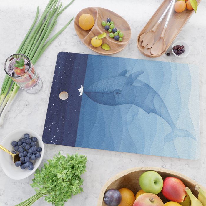 Whale blue ocean Cutting Board Gallery Image 2