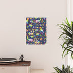 Rainbow color Cheerful Dinosaurus World - bluebg Poster Gallery Image 2