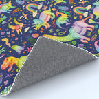 Rainbow color Cheerful Dinosaurus World - bluebg Rug Gallery Image 4