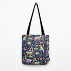 Rainbow color Cheerful Dinosaurus World - bluebg Tote Bag Gallery Image 2