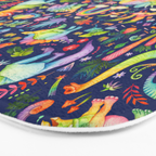 Rainbow color Cheerful Dinosaurus World - bluebg Bath Mat Gallery Image 3
