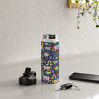 Rainbow color Cheerful Dinosaurus World - bluebg Water Bottle Gallery Image 4