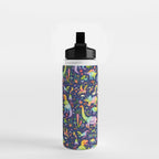 Rainbow color Cheerful Dinosaurus World - bluebg Water Bottle Gallery Image 2