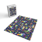 Rainbow color Cheerful Dinosaurus World - bluebg Jigsaw Puzzle Gallery Image 2