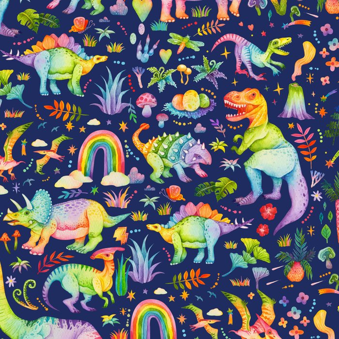 Rainbow color Cheerful Dinosaurus World - bluebg Coffee Mug Gallery Image 2