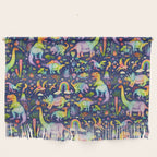 Rainbow color Cheerful Dinosaurus World - bluebg Wall Hanging Gallery Image 1
