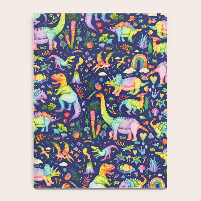 Rainbow color Cheerful Dinosaurus World - bluebg Notebook Gallery Image 4
