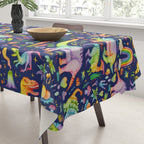 Rainbow color Cheerful Dinosaurus World - bluebg Tablecloth Gallery Image 3