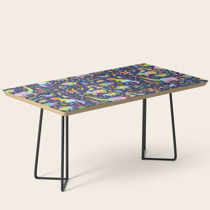 Rainbow color Cheerful Dinosaurus World - bluebg Coffee Table Gallery Image 1