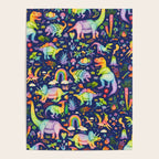 Rainbow color Cheerful Dinosaurus World - bluebg Poster Gallery Image 4