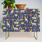 Rainbow color Cheerful Dinosaurus World - bluebg Credenza Gallery Image 1