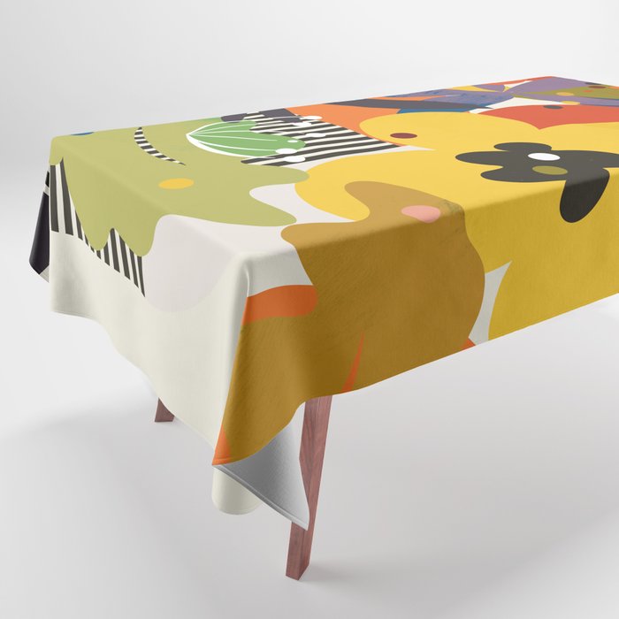 mid century minimal floral Tablecloth Gallery Image 1