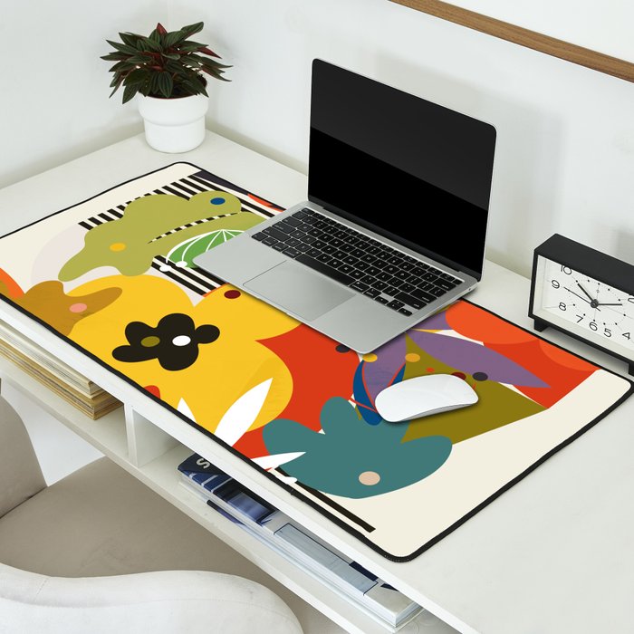 mid century minimal floral Desk Mat Gallery Image 2