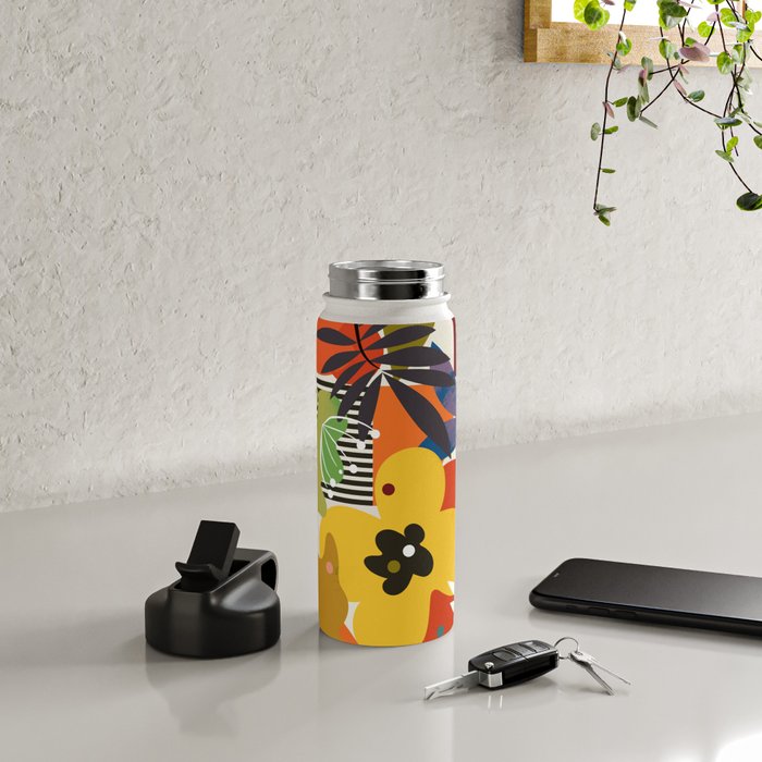 mid century minimal floral Water Bottle Gallery Image 4