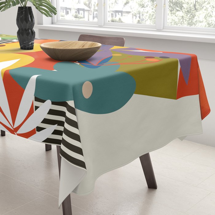 mid century minimal floral Tablecloth Gallery Image 3