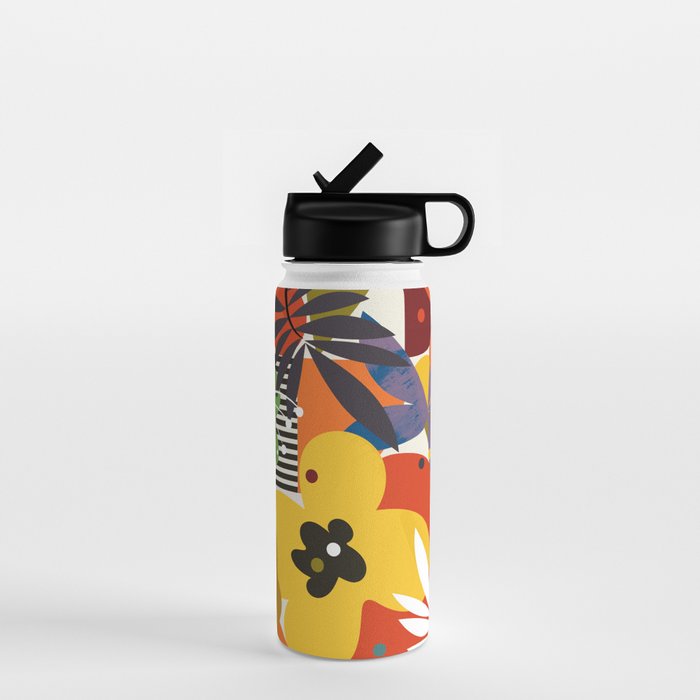 mid century minimal floral Water Bottle Gallery Image 1