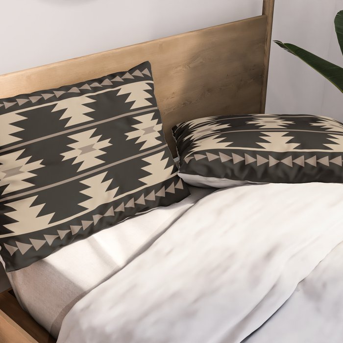 Southwestern Pattern 132 Black and Beige Pillow Sham Gallery Image 2