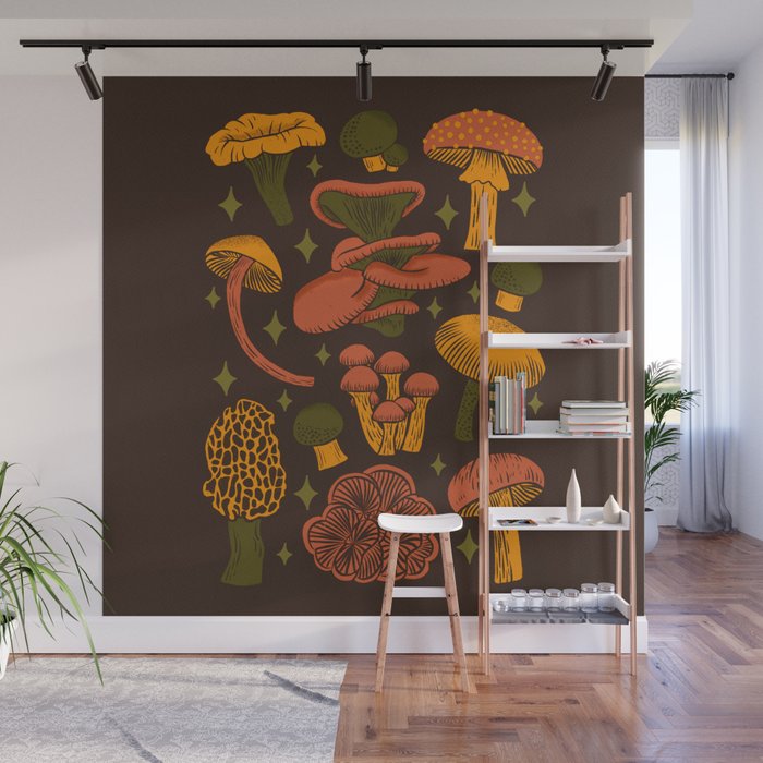 Texas Mushrooms âÂ Dark Multicolor Wall Mural Gallery Image 1