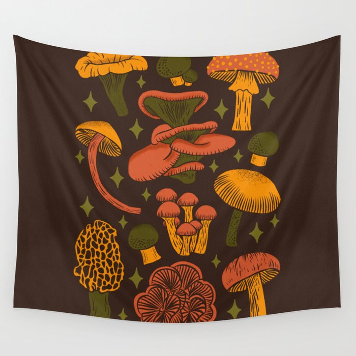 Texas Mushrooms âÂ Dark Multicolor Wall Tapestry Gallery Image 1