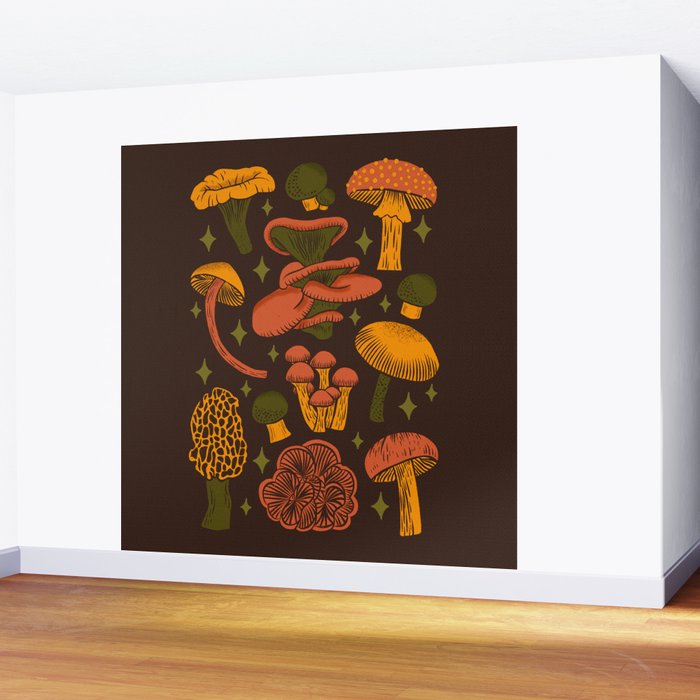 Texas Mushrooms âÂ Dark Multicolor Wall Mural Gallery Image 2