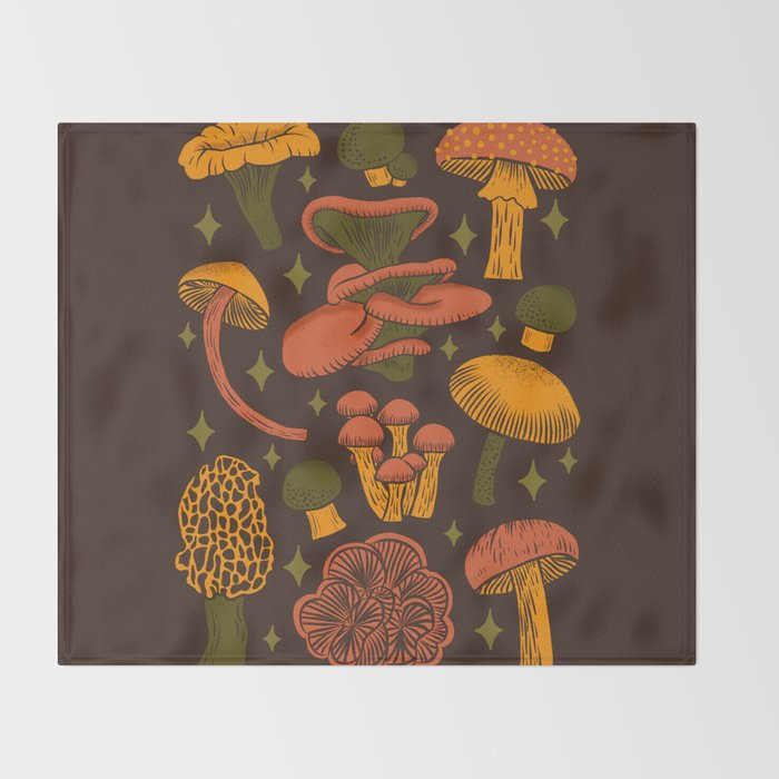 Texas Mushrooms âÂ Dark Multicolor Throw Blanket Gallery Image 2