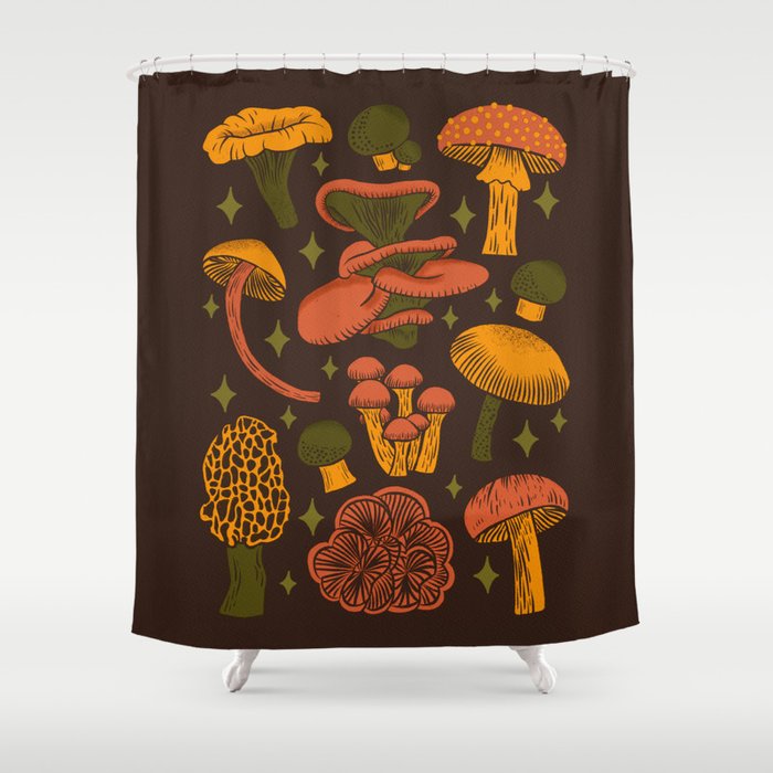 Texas Mushrooms âÂ Dark Multicolor Shower Curtain Gallery Image 1