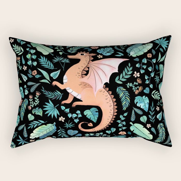 Tropical Dragon in Peach Rectangular Pillow Gallery Image 1